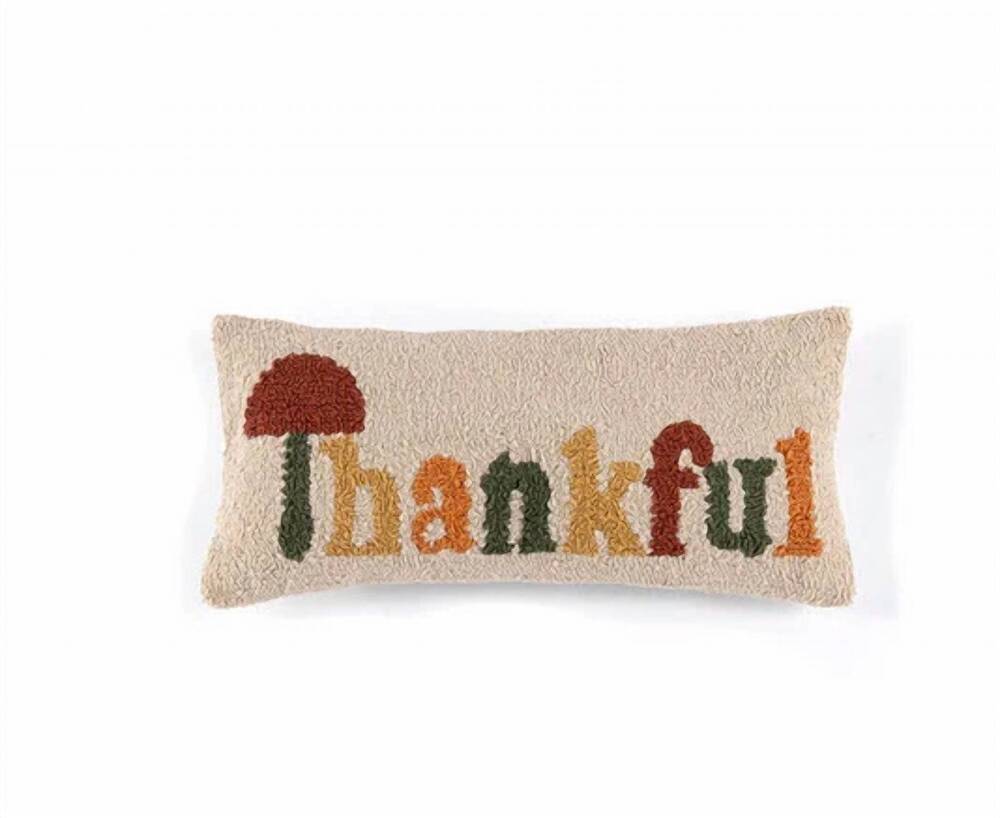 NEW SHIRALEAH thankful textured decorative pillow in beige multi
